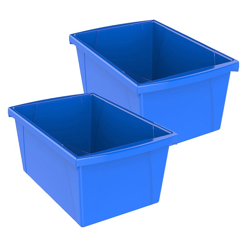 Storex Classroom Storage Bin, Medium, Blue, Pack Of 2
