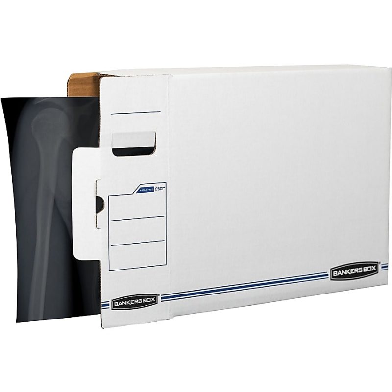 Bankers Box® X-Ray Storage Boxes, 15 3/4" x 5 1/4" x 19 3/4", White/Blue, Case Of 6 - Image 4