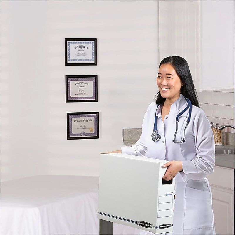 Bankers Box® X-Ray Storage Boxes, 15 3/4" x 5 1/4" x 19 3/4", White/Blue, Case Of 6 - Image 6