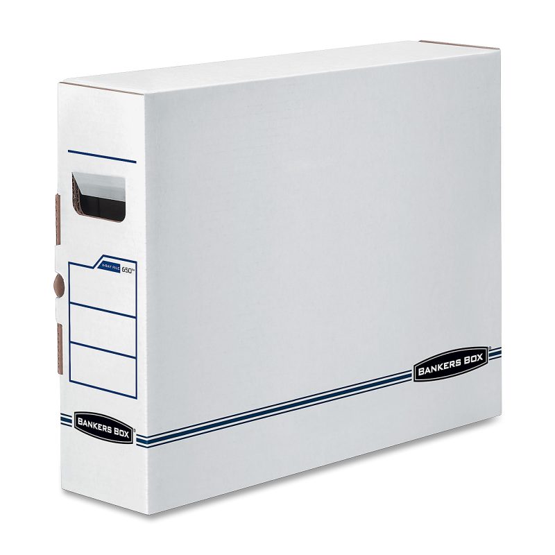 Bankers Box® X-Ray Storage Boxes, 15 3/4" x 5 1/4" x 19 3/4", White/Blue, Case Of 6