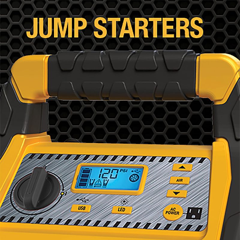 CAT Power Station With 1,200-Peak-Amp Jump Starter, Tire Compressor and Power Inverter, Black/Yellow, CJ1000DXT - Image 3