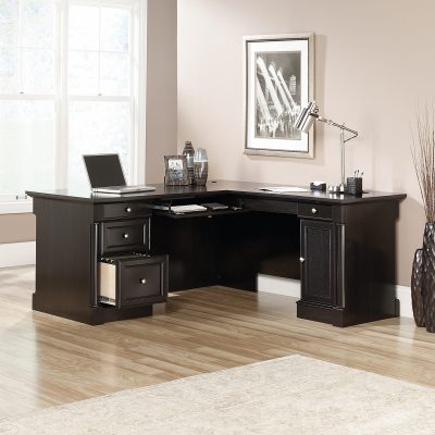 Sauder® Palladia 66"W L-Shaped Corner Desk, Vintage Oak - Wind Oak,65-1/8 in.