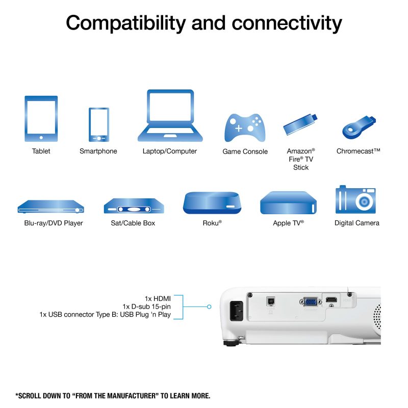 Epson® EX3280 XGA 3LCD Portable Projector - Image 4