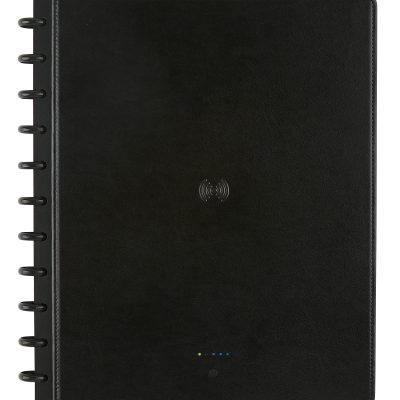 TUL® Wireless/Wired Charging Discbound Notebook, Leather Cover, Letter Size, Black