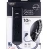 Cordinate 4-Outlet 16-Gauge USB Extension Cord With Surge Protection, 10', Black/White